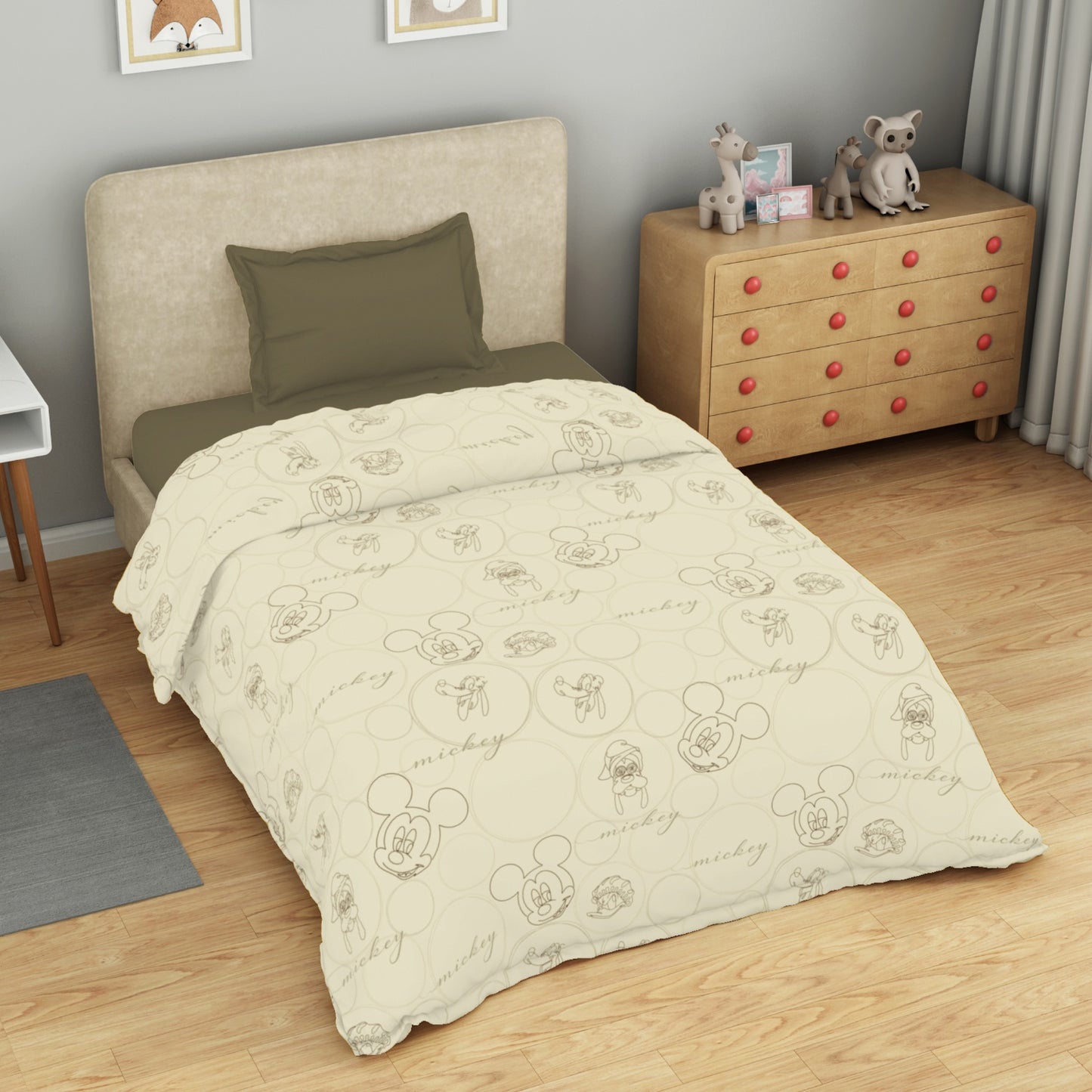 Kids 100 % Cotton Top Sheet, 170 TC, Character, Beige