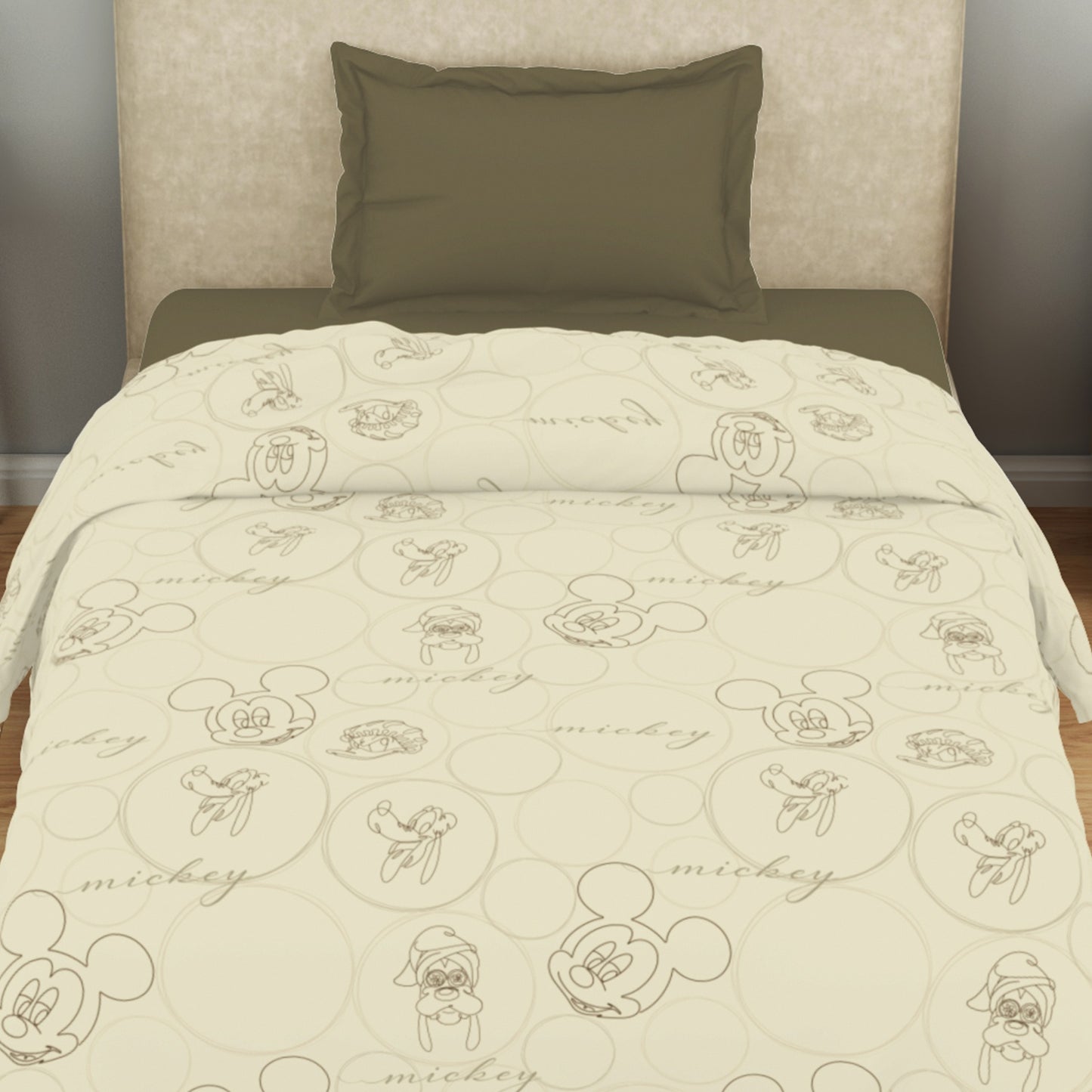 Kids 100 % Cotton Top Sheet, 170 TC, Character, Beige
