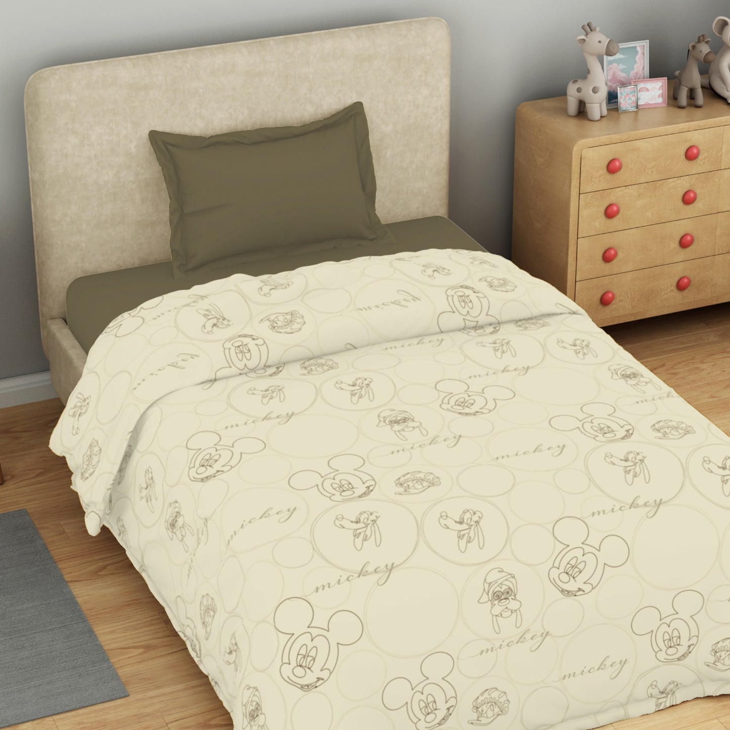 Kids 100 % Cotton Top Sheet, 170 TC, Character, Beige