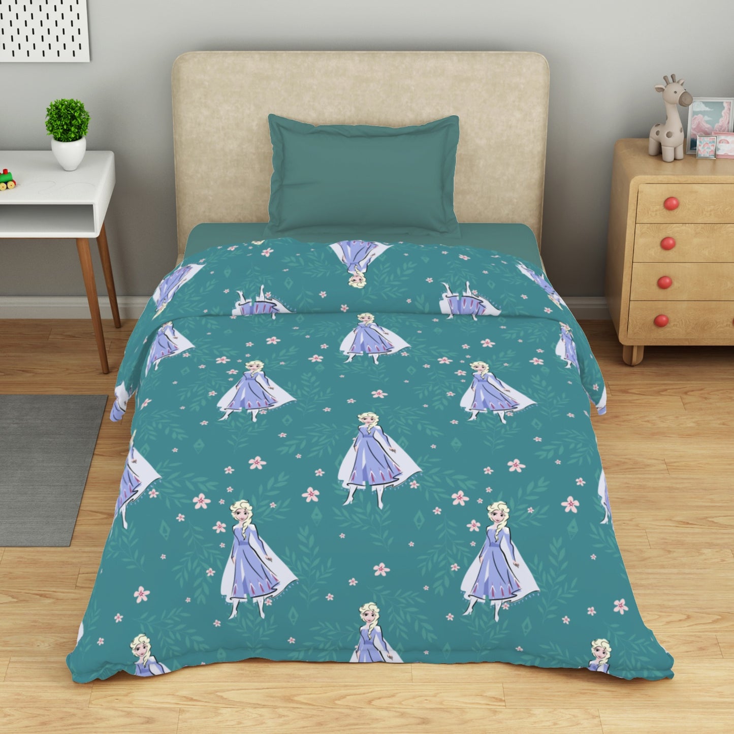 Kids 100 % Cotton Top Sheet, 170 TC, Character, Teal