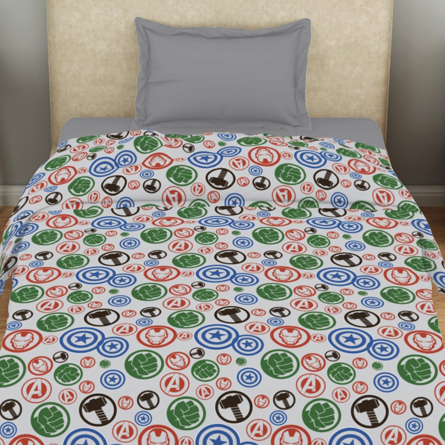 Kids 100 % Cotton Top Sheet, 170 TC, Character, Light Grey