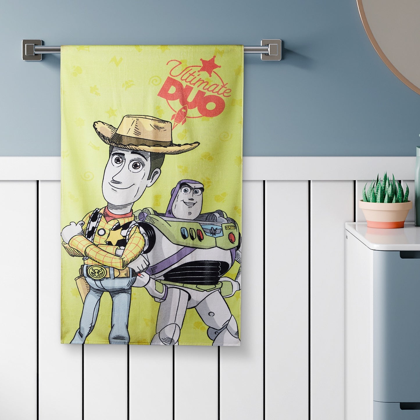 Kids 100% Cotton Bath Towel, 380 GSM, Character, Light Yellow