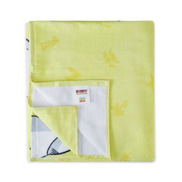Kids 100% Cotton Bath Towel, 380 GSM, Character, Light Yellow