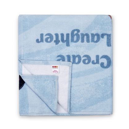 Kids 100% Cotton Bath Towel, 380 GSM, Character, Light Blue