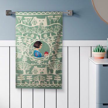 Kids 100% Cotton Bath Towel, 380 GSM, Character, Light Green