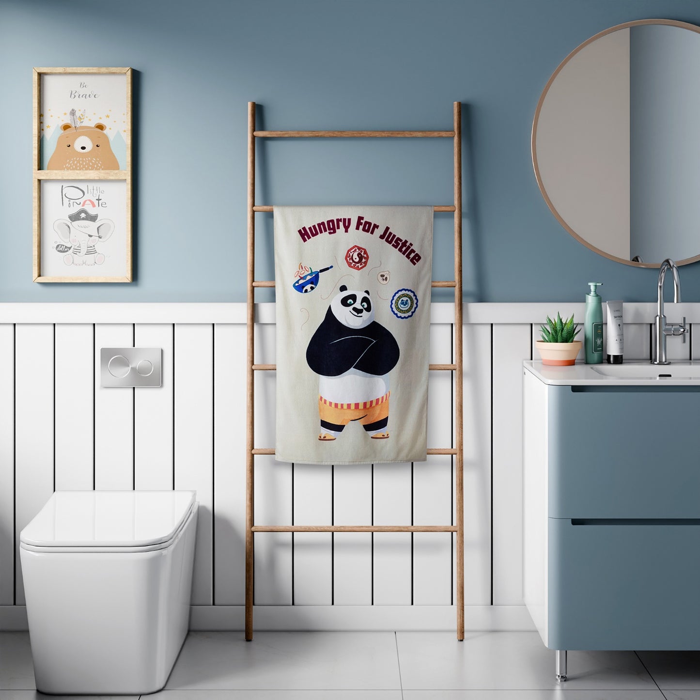 Kids 100% Cotton Bath Towel, 380 GSM, Character, Brown