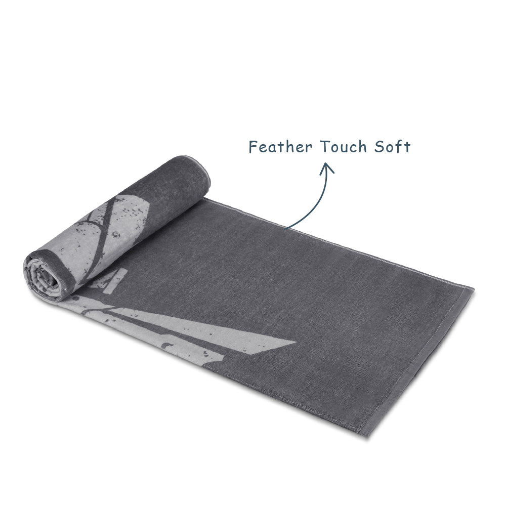 Teenz 100% Cotton Bath Towel, 450 GSM, Character, Dark Grey