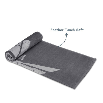 Teenz 100% Cotton Bath Towel, 450 GSM, Character, Dark Grey