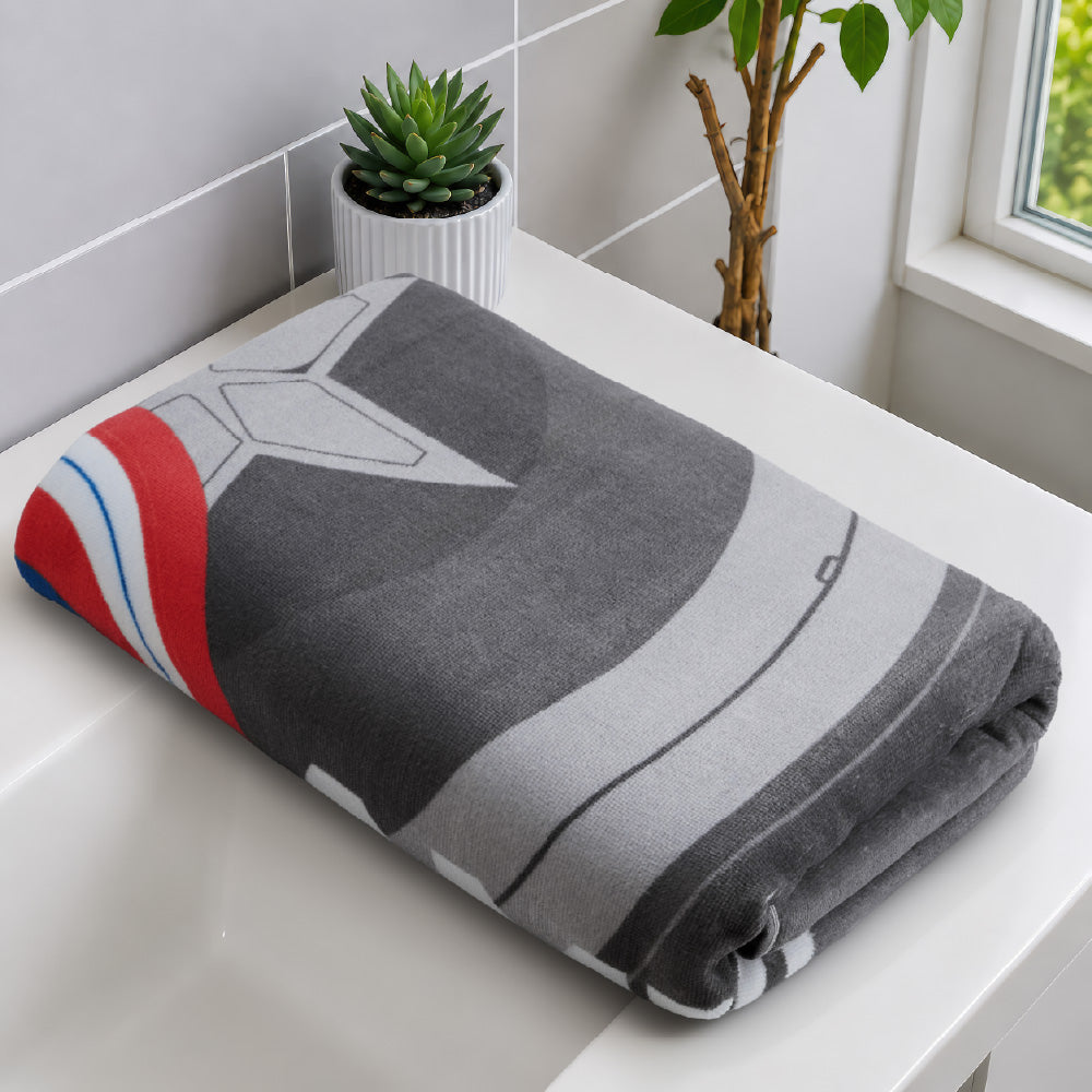 Teenz 100% Cotton Bath Towel, 450 GSM, Character, Dark Grey