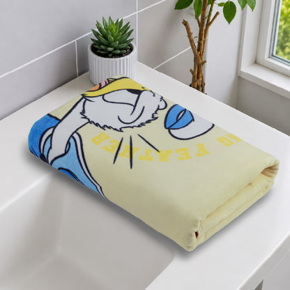 Teenz 100% Cotton Bath Towel, 450 GSM, Character, Light Yellow