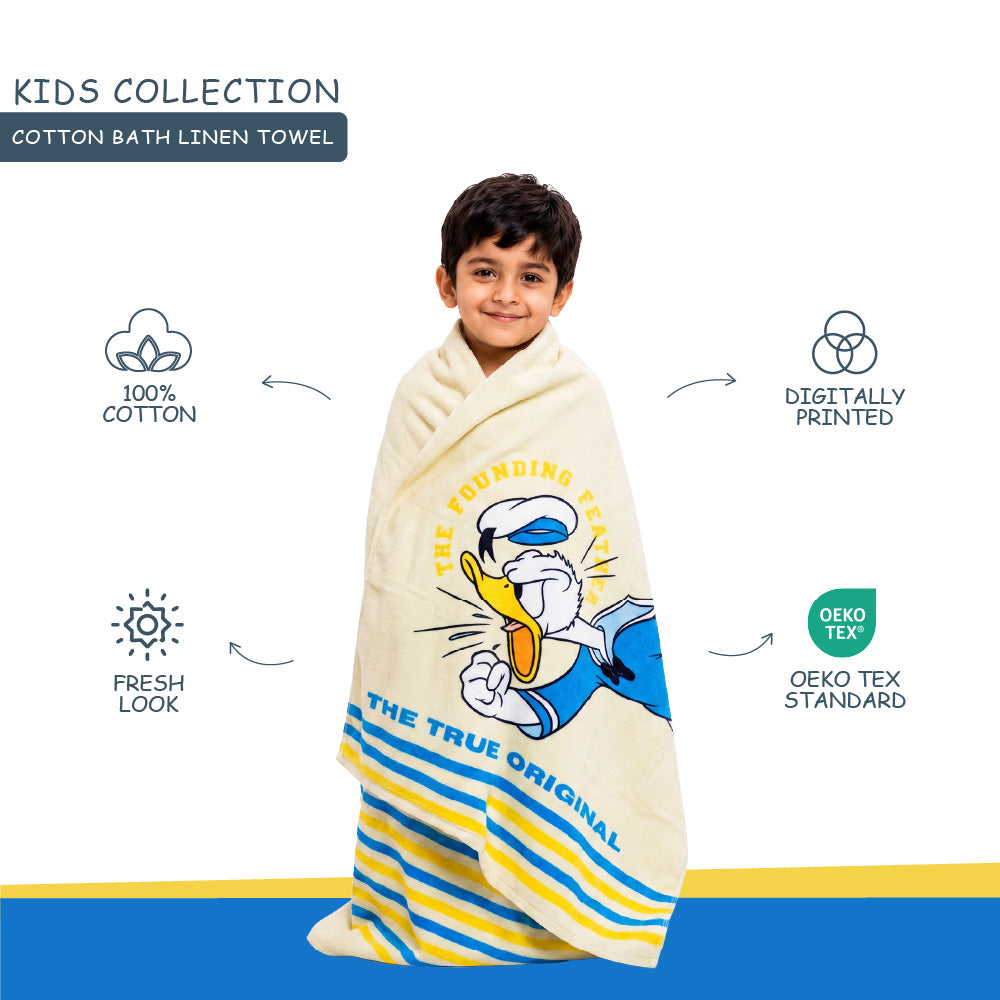 Teenz 100% Cotton Bath Towel, 450 GSM, Character, Light Yellow