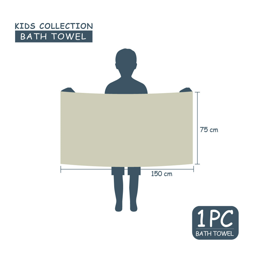 Teenz 100% Cotton Bath Towel, 450 GSM, Character, Light Yellow