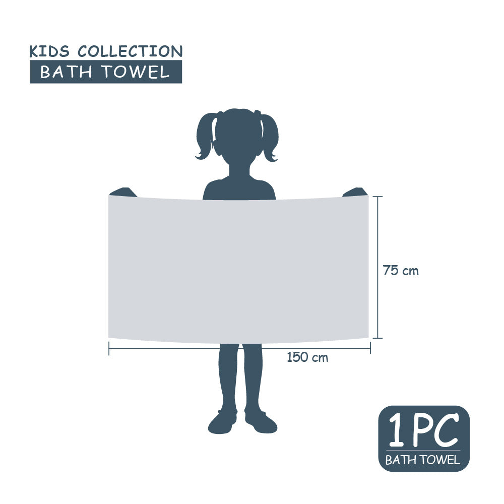Teenz 100% Cotton Bath Towel, 450 GSM, Character, Cream