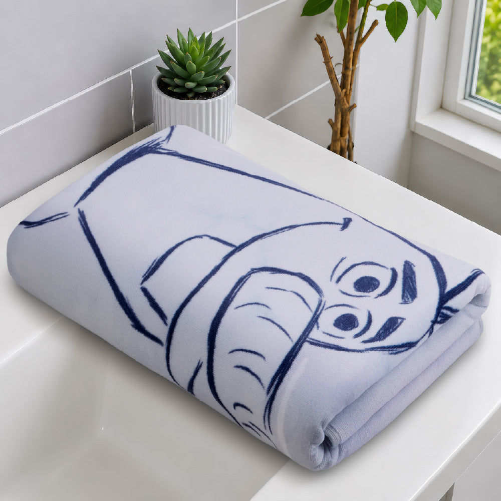 Teenz 100% Cotton Bath Towel, 450 GSM, Character, Light Blue