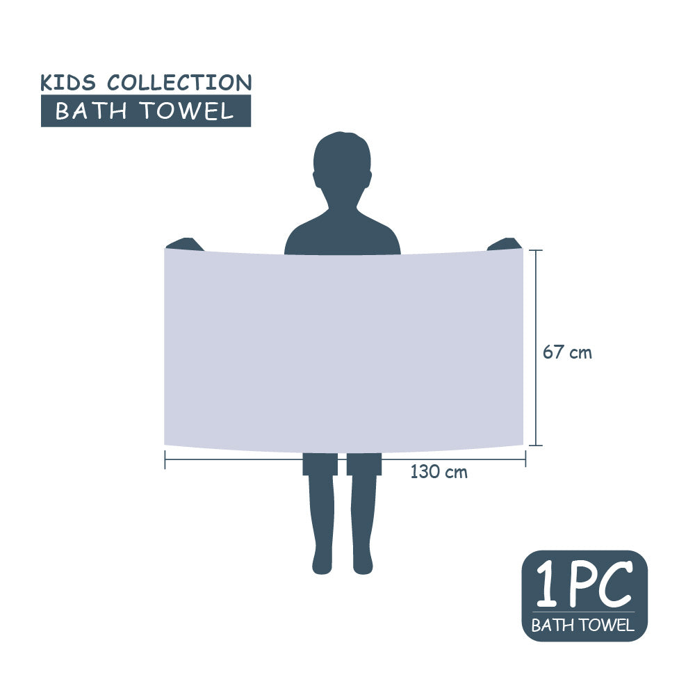 Teenz 100% Cotton Bath Towel, 450 GSM, Character, Light Blue