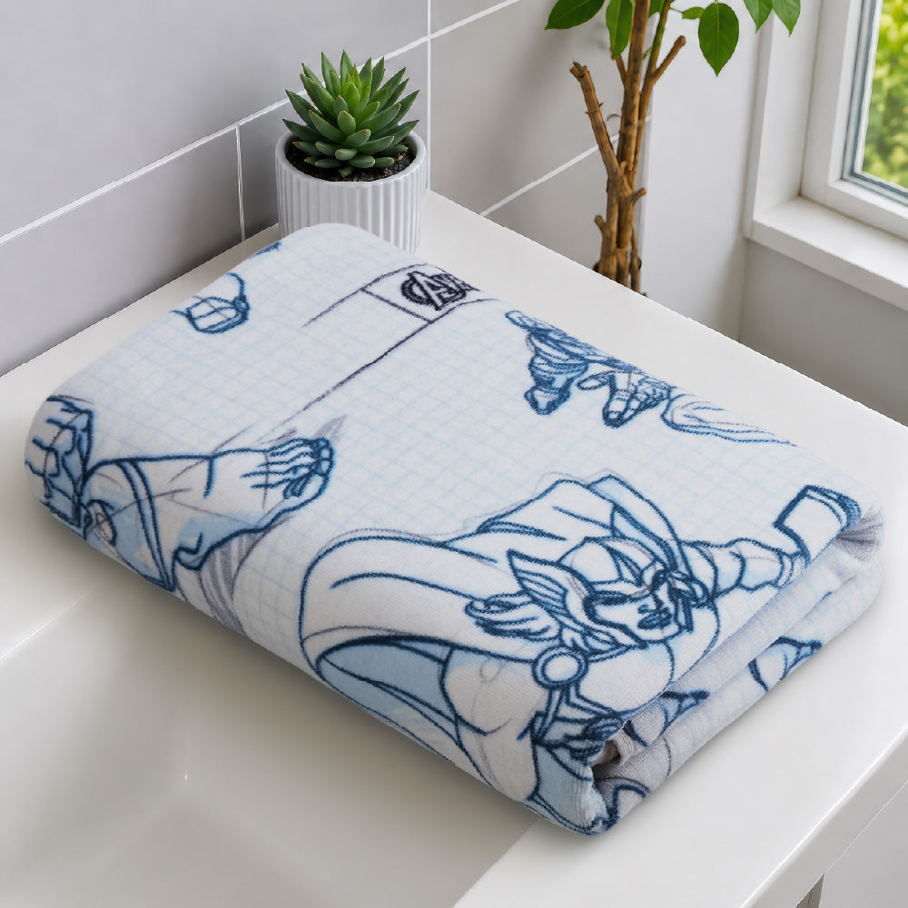 Teenz 100% Cotton Bath Towel, 450 GSM, Character, Light Blue