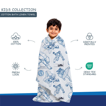 Teenz 100% Cotton Bath Towel, 450 GSM, Character, Light Blue