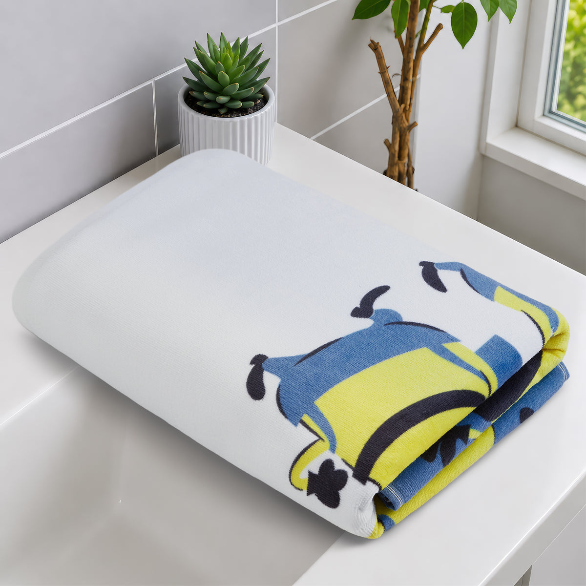 Teenz 100% Cotton Bath Towel, 450 GSM, Character, Blue