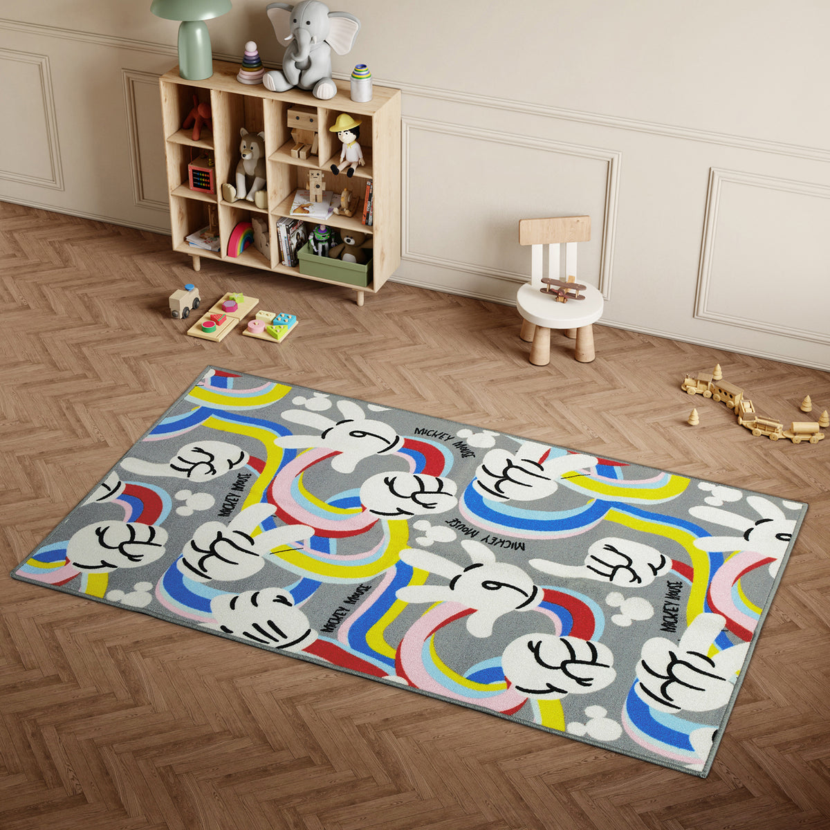 Kids Nylon Area Rugs, 1070 GSM, Character, Grey
