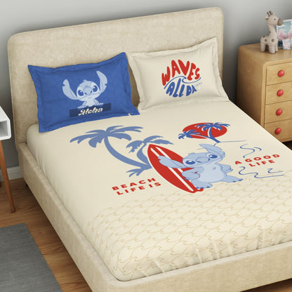 Kids 100 % Cotton Double Bedsheet, 132 TC, Character, Beige