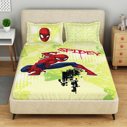 Kids 100 % Cotton Double Bedsheet, 132 TC, Character, Light Yellow