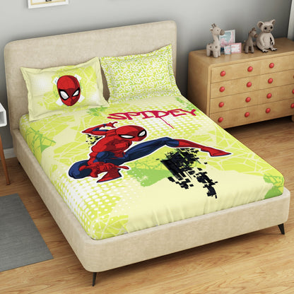 Kids 100 % Cotton Double Bedsheet, 132 TC, Character, Light Yellow