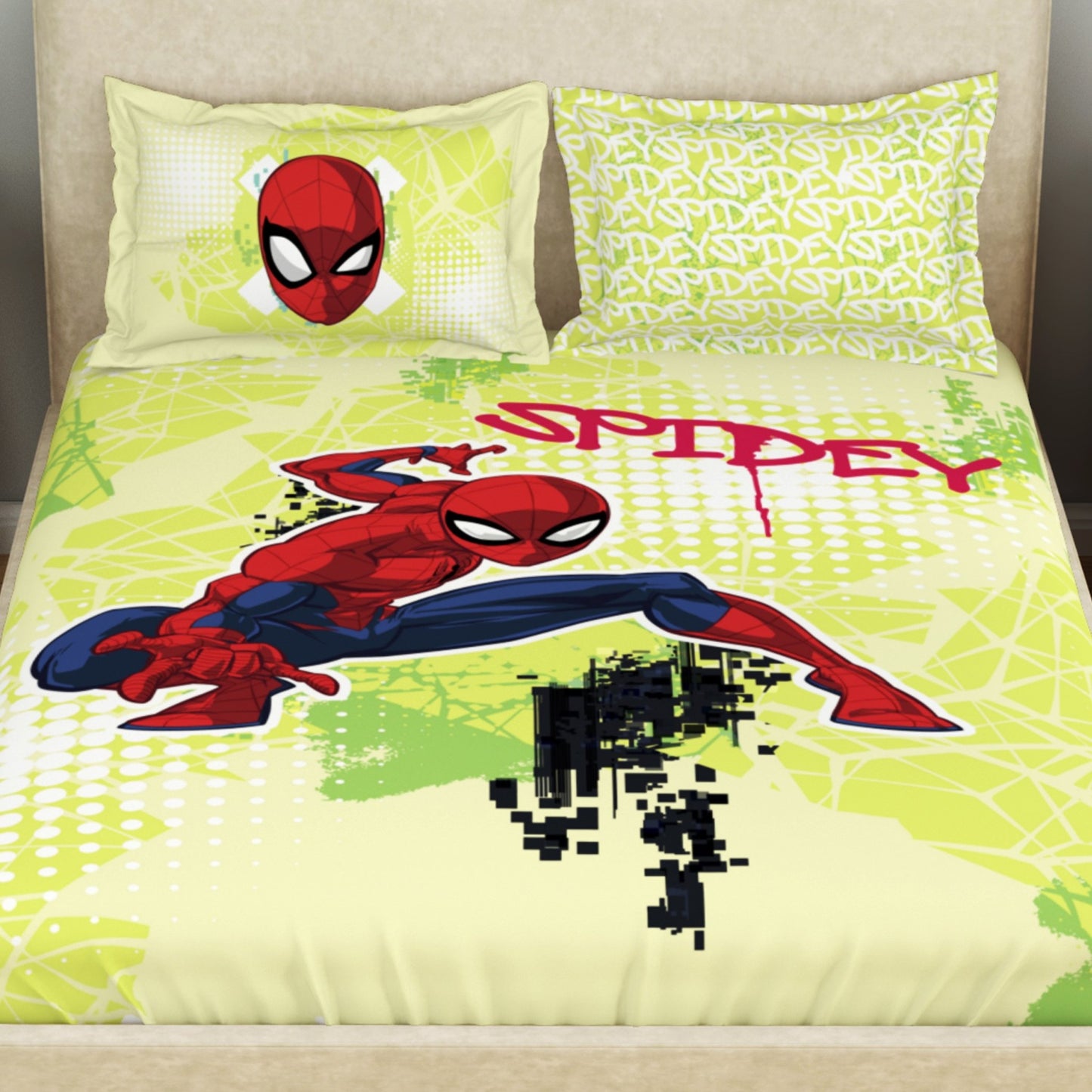 Kids 100 % Cotton Double Bedsheet, 132 TC, Character, Light Yellow