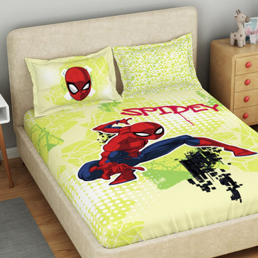 Kids 100 % Cotton Double Bedsheet, 132 TC, Character, Light Yellow