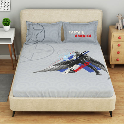Kids 100 % Cotton Double Bedsheet, 132 TC, Character, Light Grey