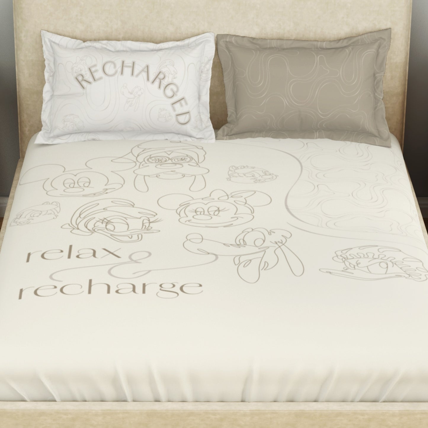 Kids 100 % Cotton Double Bedsheet, 132 TC, Character, Beige