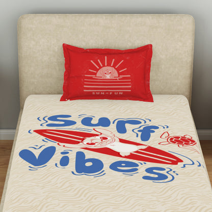 Kids 100 % Cotton Single Bedsheet, 132 TC, Character, Beige