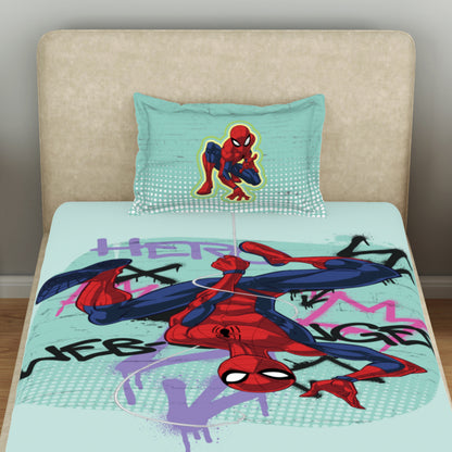 Kids 100 % Cotton Single Bedsheet, 132 TC, Character, Aqua