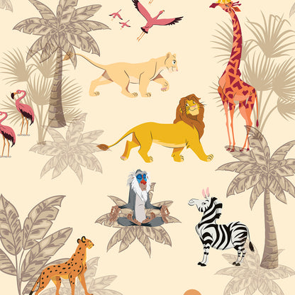 Kids 100 % Cotton Single Bedsheet, 132 TC, Character, Cream