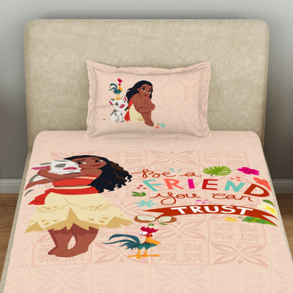 Kids 100 % Cotton Single Bedsheet, 132 TC, Character, Blush