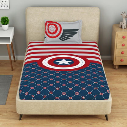 Kids 100 % Cotton Single Bedsheet, 132 TC, Character, Red