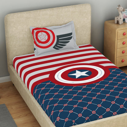 Kids 100 % Cotton Single Bedsheet, 132 TC, Character, Red