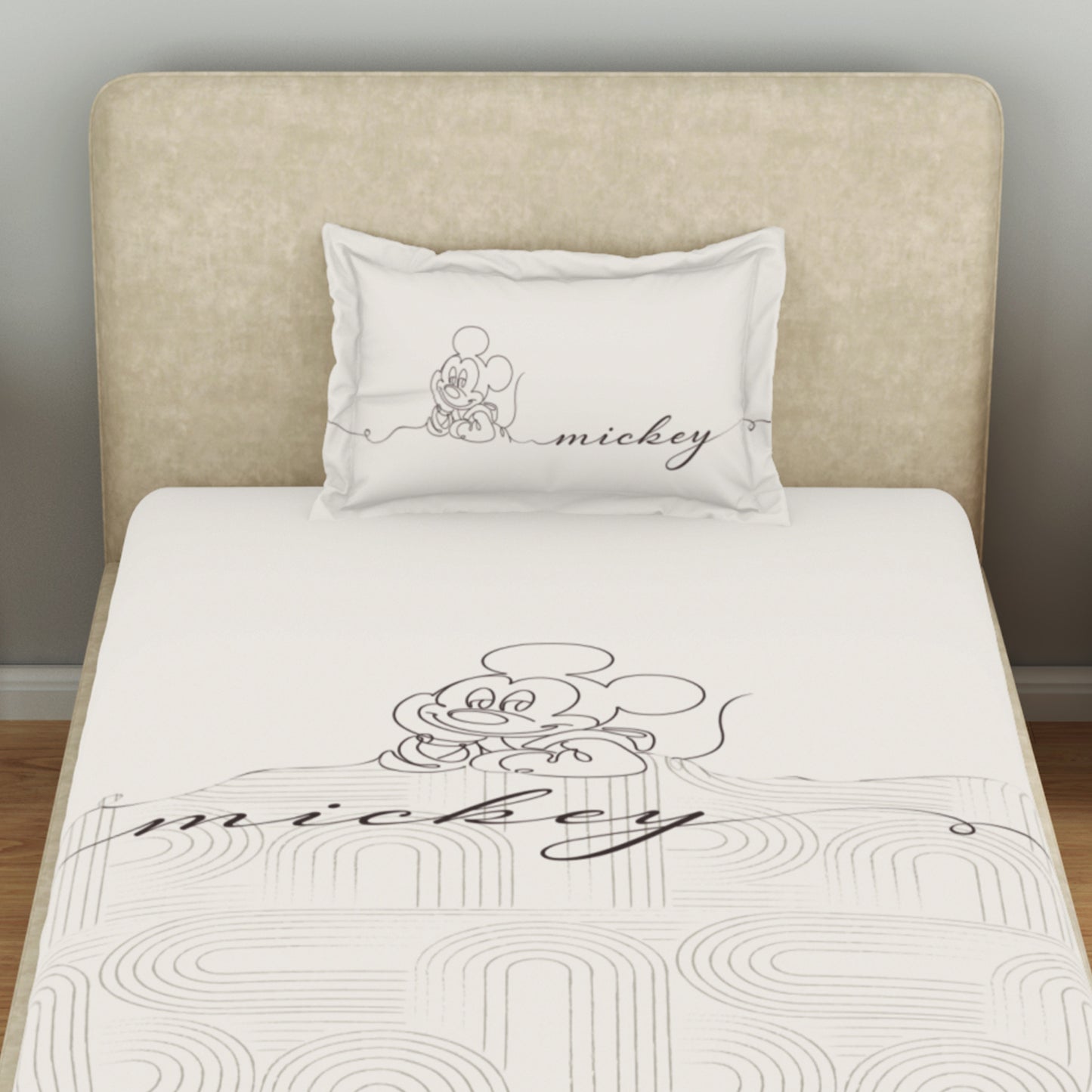 Kids 100 % Cotton Single Bedsheet, 132 TC, Character, Cream