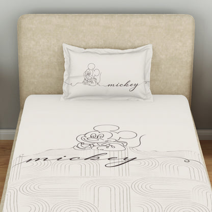 Kids 100 % Cotton Single Bedsheet, 132 TC, Character, Cream