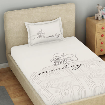 Kids 100 % Cotton Single Bedsheet, 132 TC, Character, Cream