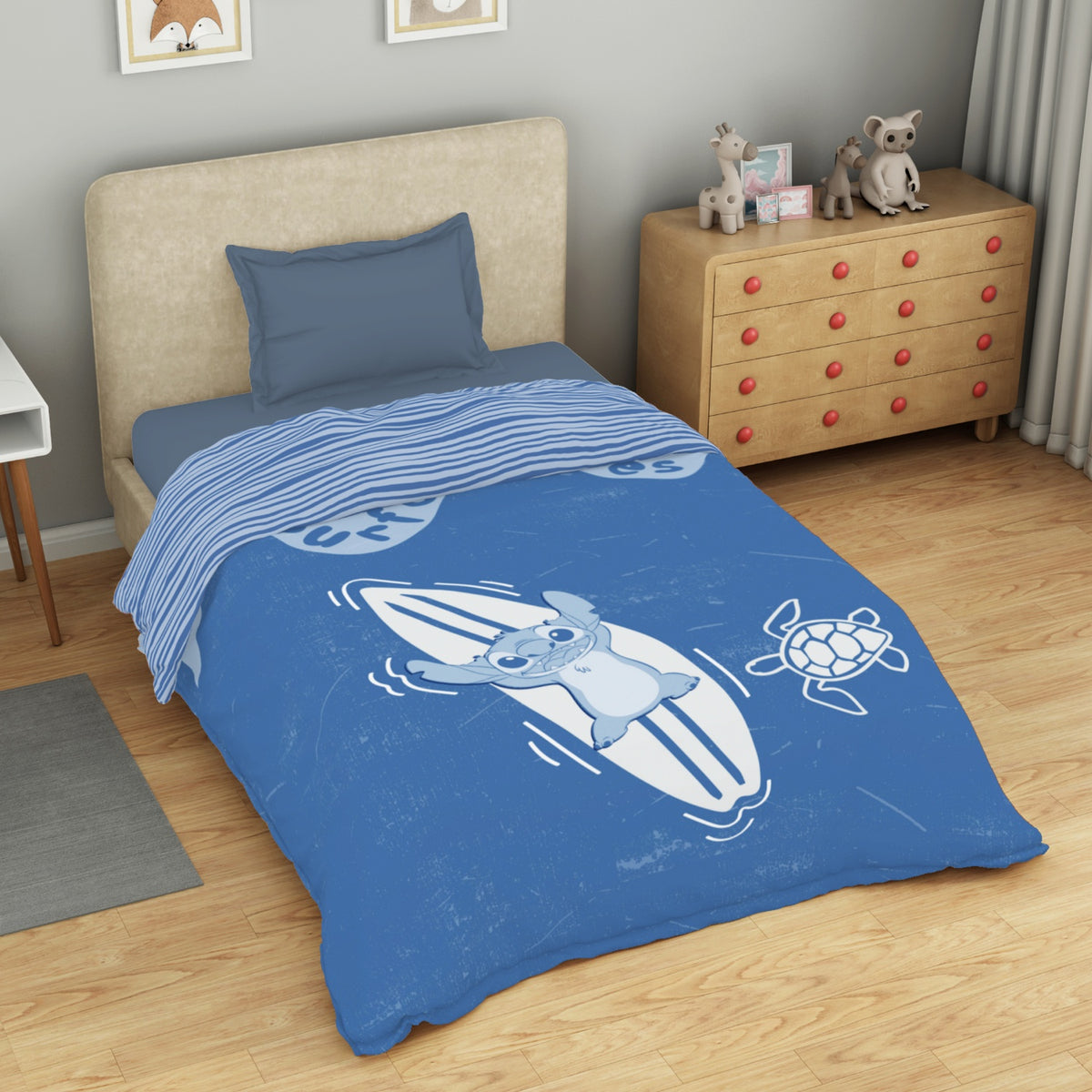 Kids 100 % Cotton Single Quilt, 132 TC, Character, Blue