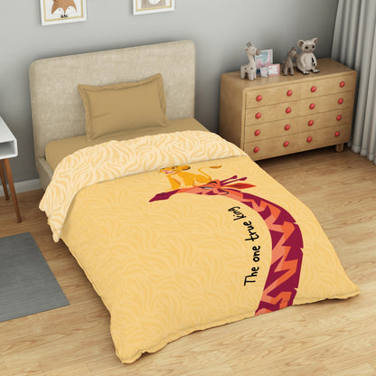Kids 100 % Cotton Single Quilt, 132 TC, Character, Light Yellow