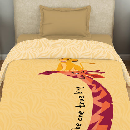 Kids 100 % Cotton Single Quilt, 132 TC, Character, Light Yellow