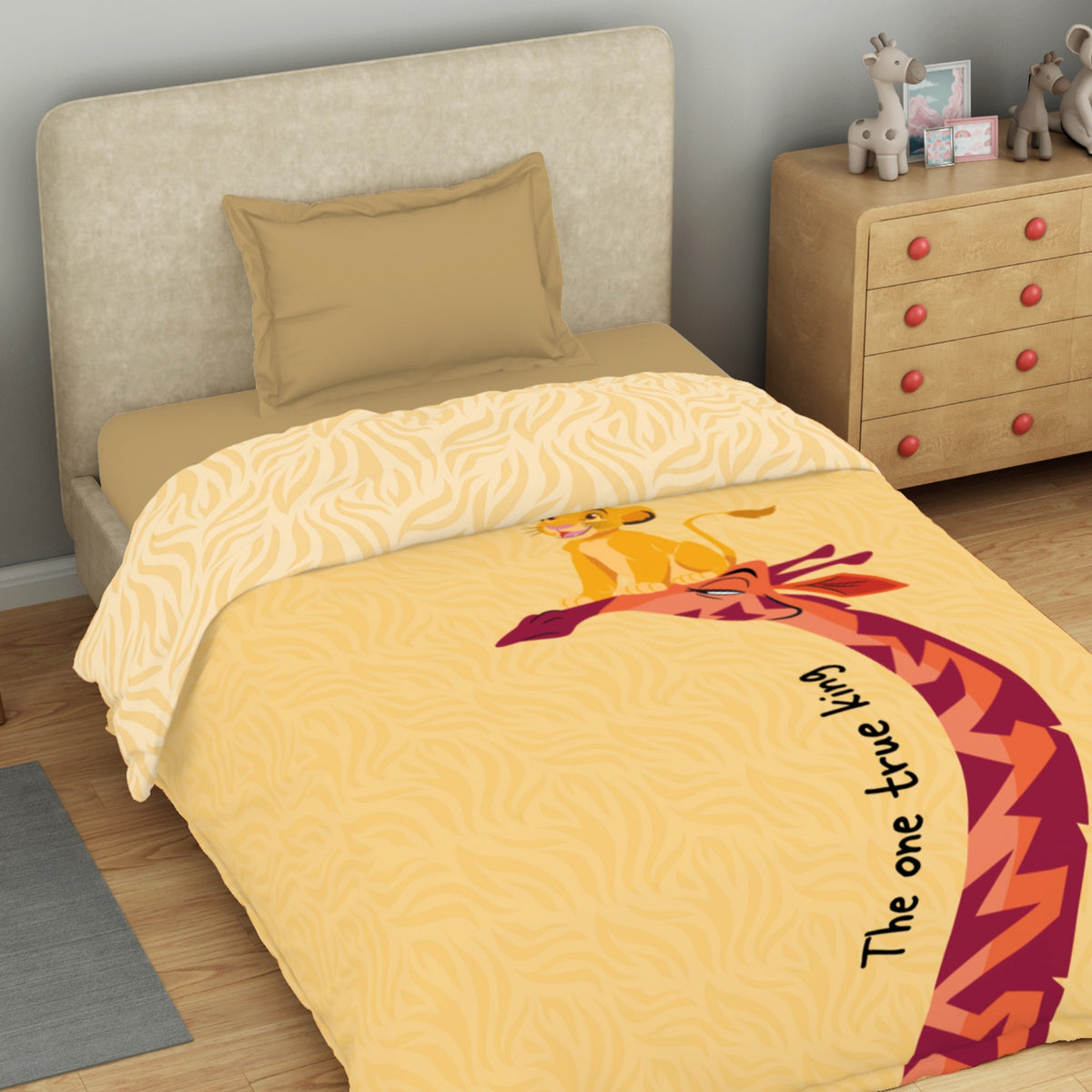 Kids 100 % Cotton Single Quilt, 132 TC, Character, Light Yellow