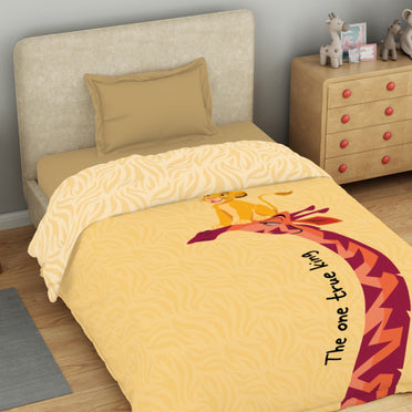 Kids 100 % Cotton Single Quilt, 132 TC, Character, Light Yellow