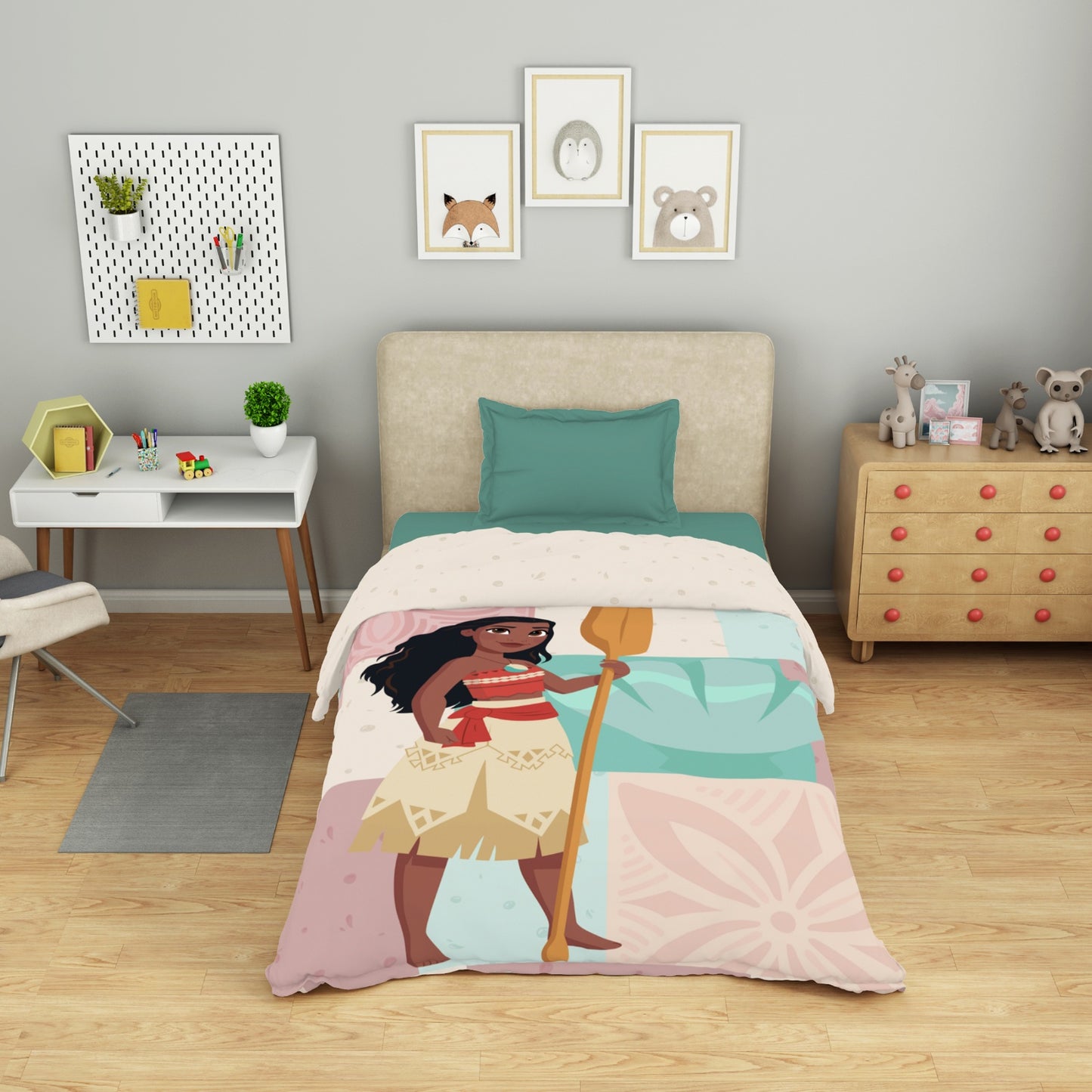 Kids 100 % Cotton Single Quilt, 132 TC, Character, Cream