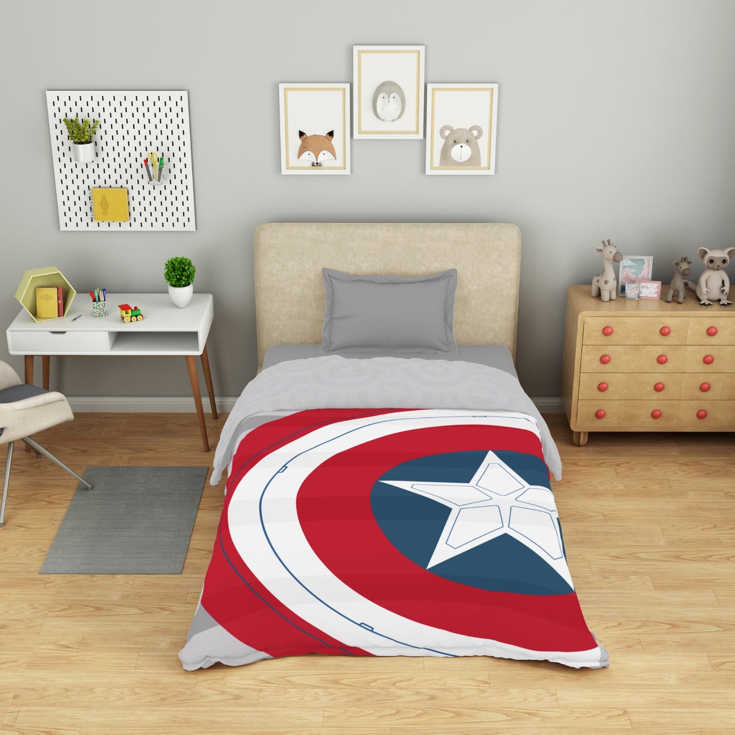 Kids 100 % Cotton Single Quilt, 132 TC, Character, Red