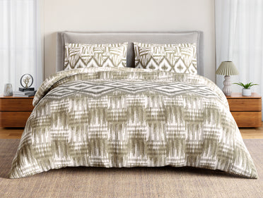 Essentials 100% Cotton Large Bedsheet, 144 TC, Geometric, Light Brown