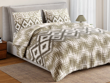 Essentials 100% Cotton Large Bedsheet, 144 TC, Geometric, Light Brown