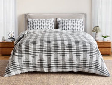 Essentials 100% Cotton Large Bedsheet, 144 TC, Geometric, Light Grey