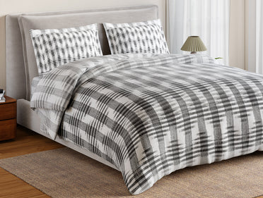 Essentials 100% Cotton Large Bedsheet, 144 TC, Geometric, Light Grey